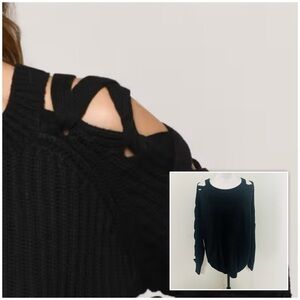 SHEIN Women’s XL Black Comfy OpenOff-the-Shoulder Sweater Casual EUC